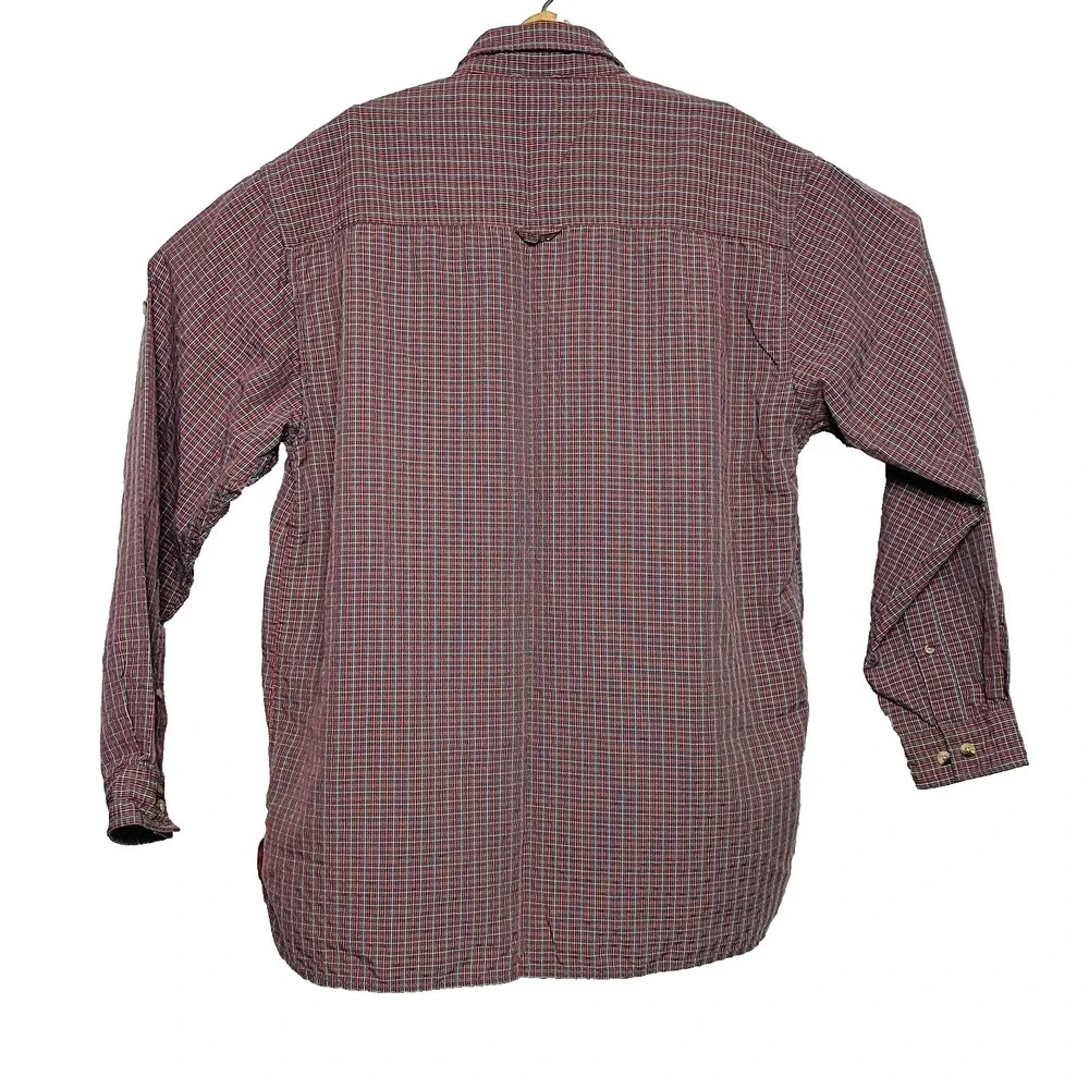 The North Face TNF Red Grey & White Plaid‎ L/S Modal Poly Btn Down Size Large L